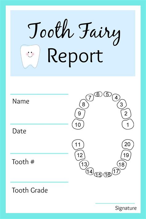 Tooth Fairy Report Printable